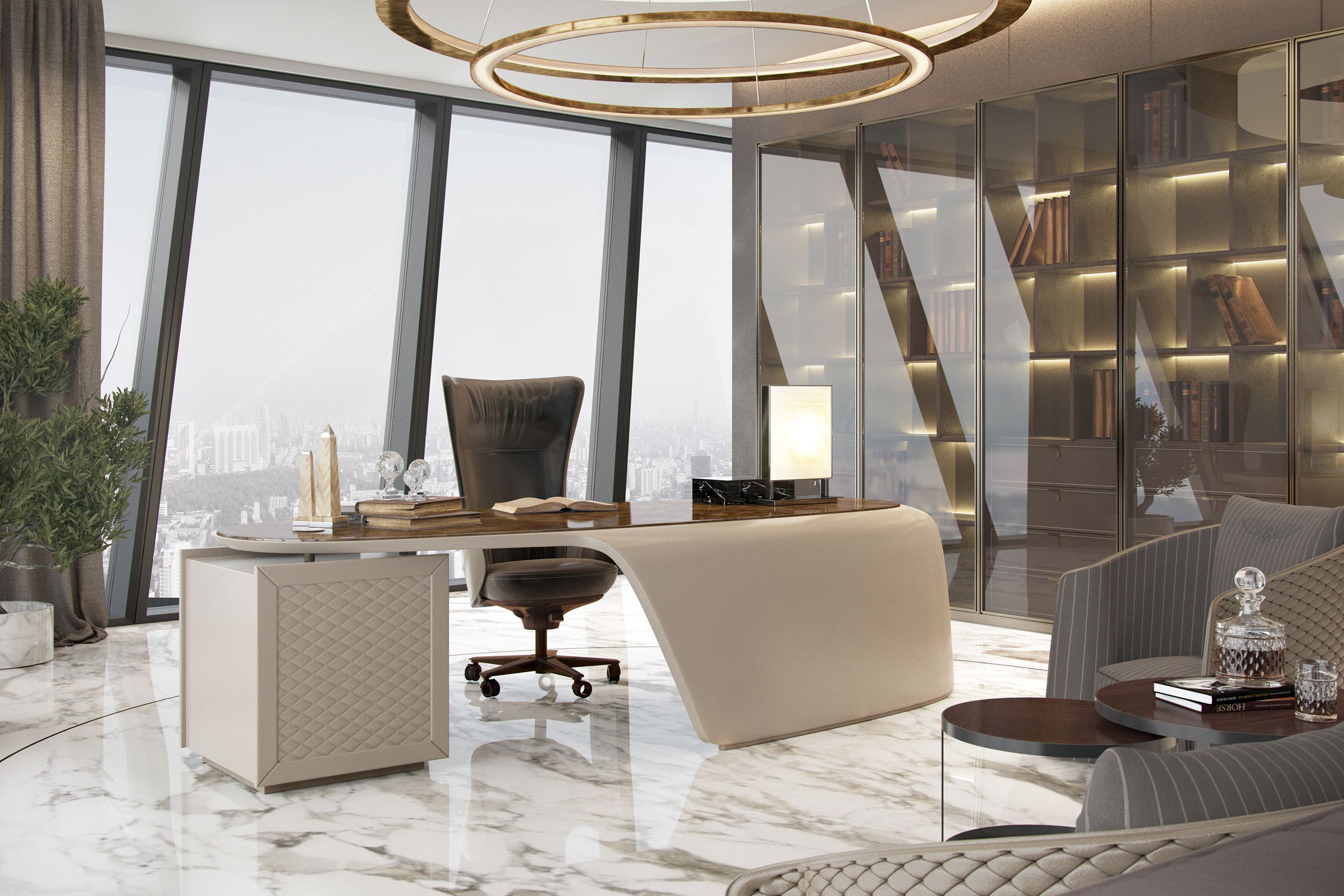 Integrated Workspaces: Luxury Home Offices with High-Performance Design